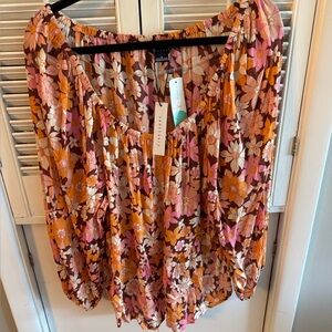 Sanctuary Floral Women's Blouse - Pink and Orange